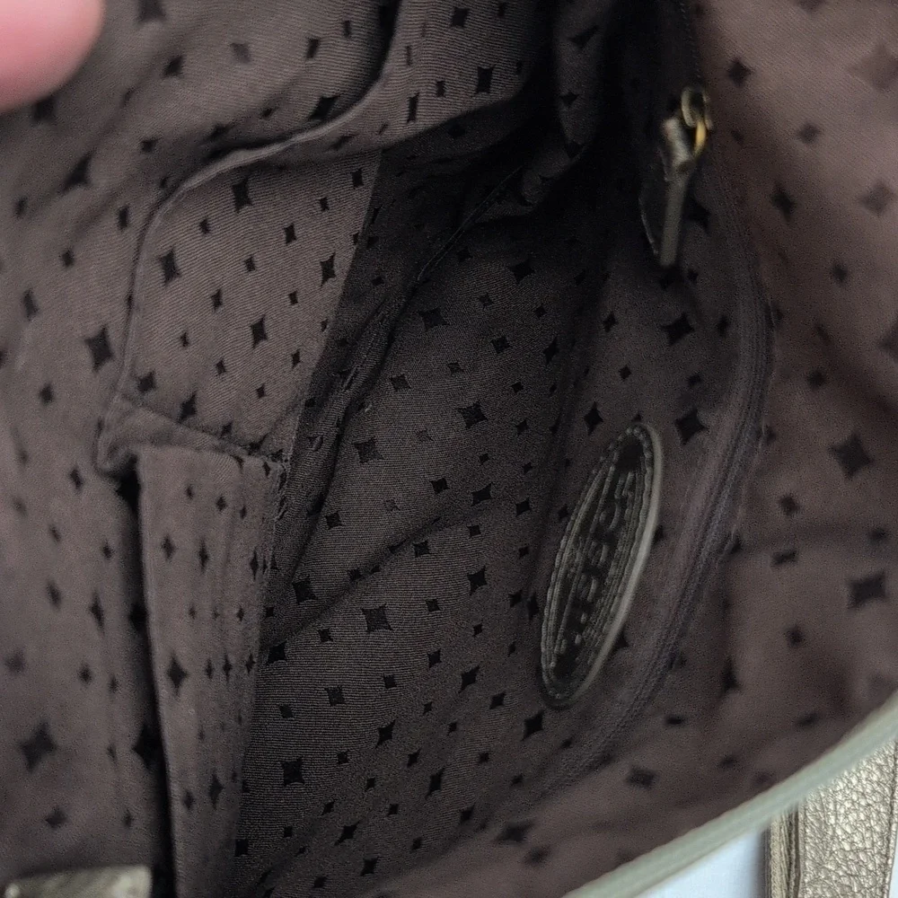 Vintage Authentic Fossil Metallic Gold Pebbled Leather Crossbody Shoulder Bag - Picture 5 of 7